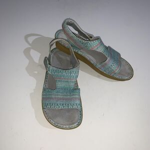 Alegria Sandals Womens Size 7.5 Blue Stripe Slingback Comfort Wedge Hook & Loop